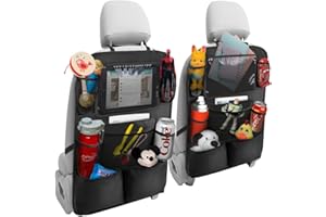 Hanemia Black Oxford Fabric Car Backseat Storage Caddy, 25 x 19 Inches, 9 Compartments, 11 Inch iPad Holder