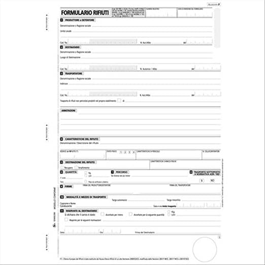 Semper Multiservice Sen002300 Blocco Formulario Identificazione Rifiuti Amazon It Cancelleria E Prodotti Per Ufficio