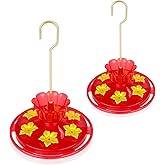 Plastic Hummingbird Feeders for Outdoors Hanging Ant and Bee Proof, 2 Pack 7 OZ Hummingbird Feeder with 6 Feeding Ports and Perches, Built-in Ant Moat, Easy Clean Refill for Garden Décor(Plastic, 2)