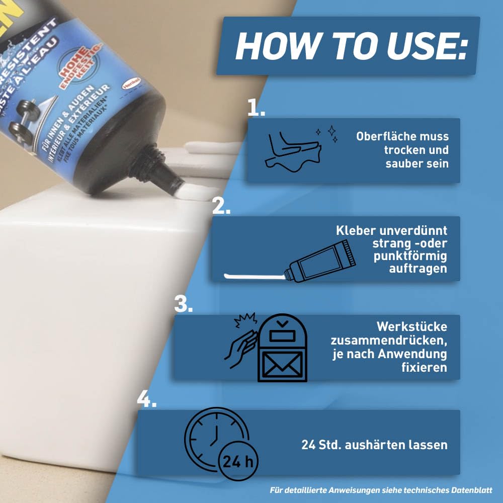 Pattex Montagekleber Kleben statt Bohren Wasserresistent, Kraftkleber für innen & außen, universell einsetzbarer Baukleber, Kleber mit hoher Festigkeit, 1 x 340g 4