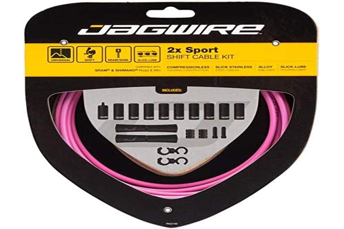Jagwire 2X Sport Shift Kit - Unisex Adult Derailleur Cable - Pink, One Size