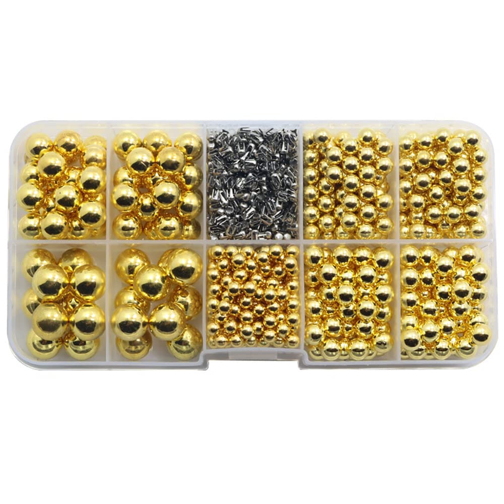 4-10 mm beads for crafting,craft beads,artificial pearl,jewellery making,round,colourful jewellery beads for necklaces,bracelets,wedding decoration,vase filler,clothing,bags,skirts,gold,600 pieces