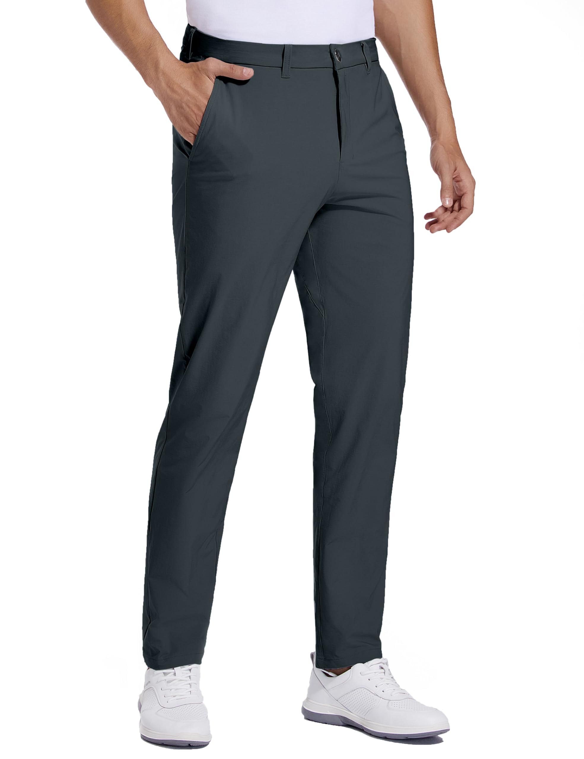 Photo 1 of *** photo stock for reference*** Strweitt Golf Pants for Men Stretch Dress 30"/32"/34" Pants Quick Dry Lightweight Slacks Trousers for Business Casual Travel Dark Grey 34Wx30L