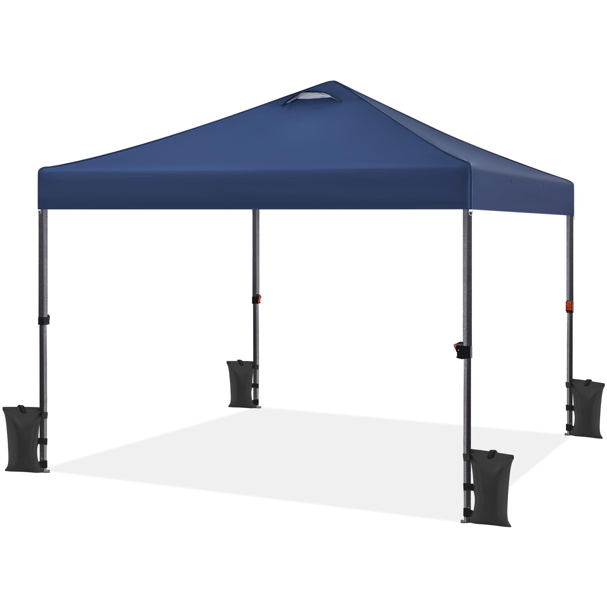 Photo 1 of *MINOR DAMAGE - USED*
Yaheetech 10x10 Pop up Canopy Tent, Commercial 150D Silver Coated Fabric Outdoor Instant Tent w/Wheeled Bag, 4 Sandbags, 8 Stakes & 4 Ropes for Parties, Camping, Beach, Navy Blue