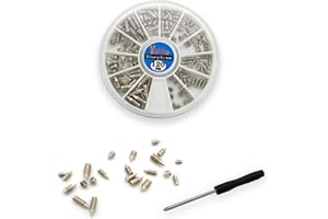YOLIKO 120 pcs Nickel Plated Tip Screws Pointed Cross Slot Leather Accessories 12 Sizes Belt Screws Include M2*3-M2*6, M2.5 * 3-M2.5 * 8, M3*3-M3*8 with 2mm Screwdriver for Belt Buckle Wallet Handbag Purse