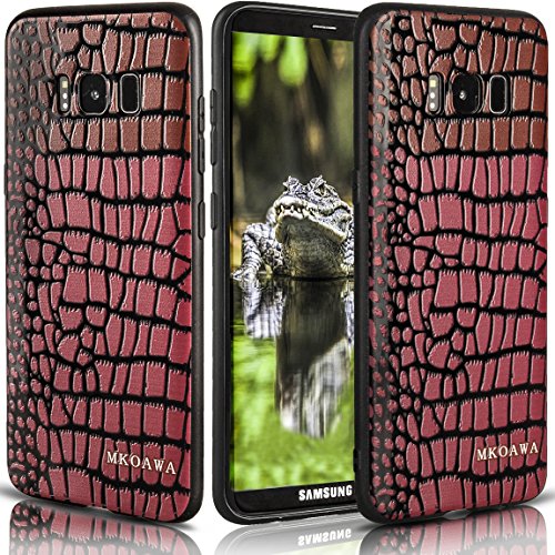 Galaxy S8 Case,MKOAWA Samsung Galaxy S8 Case (5.8 inch) with Resilient Shock Absorption and Carbon Fiber Crocodile pattern Design for Samsung Galaxy S8 (2017) (Pink)