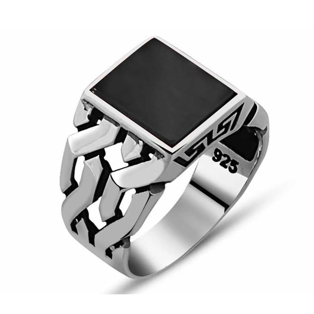 Chimoda Mens Silver Ring With Black Onyx Stone In 925 Sterling Turkish Handmade Jewelry Men S Rings 13 Amazon In Sports Fitness Outdoors
