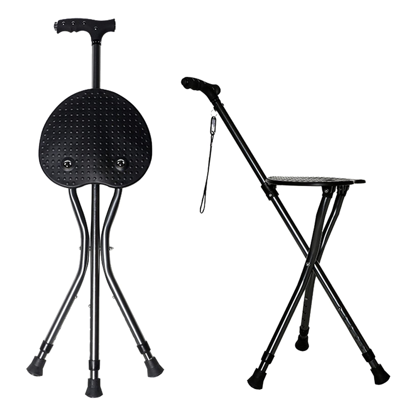 Photo 1 of Yayayo Hold 440 lbs Folding Canes with Seat Walking Stick Height Adjustment Cane Seat Capacity Frosted Handle with Magnetic Therapy Stone Crutches Stool