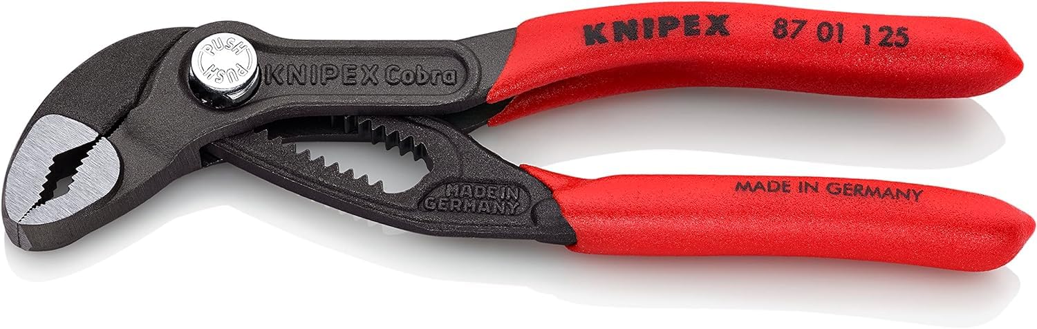 KNIPEX Cobra Hightech-Wasserpumpenzange auf SB-Karte mit rutschhemmendem Kunststoff überzogen 125 mm, 87 01 125 SB