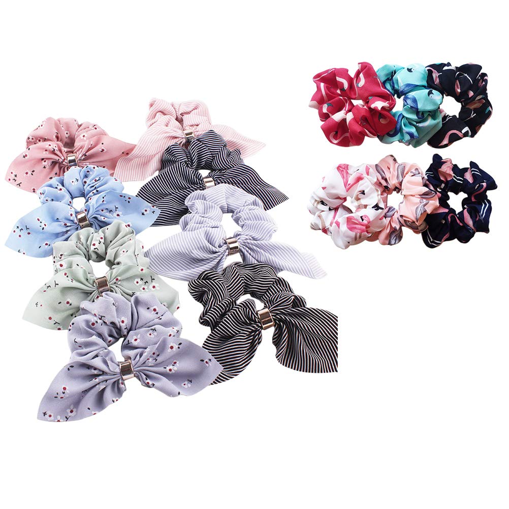 Beaupretty 14pcs Flamingo Scrunchies Cloth Hair Ties Bunny Ears