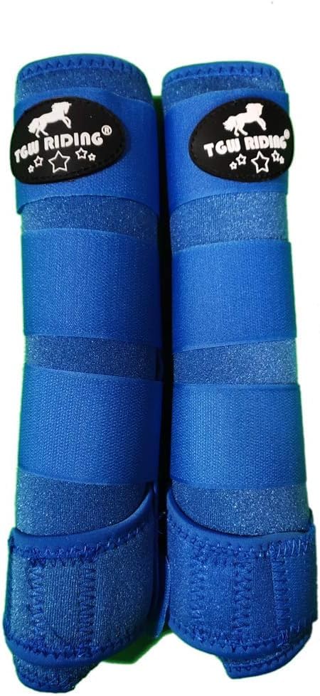 TGW RIDING Horse Sports Medicine Boots Horse Sport Boots Horse Leg Wraps One Pair (Royal Blue, L)