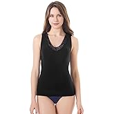 Womens Tank Top Camisoles with Premium Cotton Italian Design - Trimmed with Flower Lace on Neckline