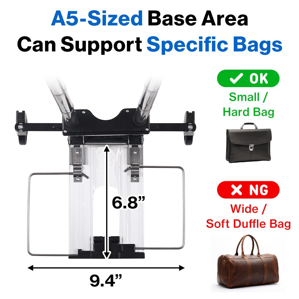 Folding Carrying Cart, Luggage Cart with 2 Wheels One Way, Compact for Travel Trolley School with Bungee Cord (Silver, 22lbs - 2 Wheels)