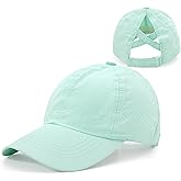 Girls Criss Cross Ponytail Hat Baseball Cap Adjustable High Messy Bun Trucker Ponycap Quick Dry Girls Hats for Kids Ages 7-12