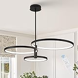 AIRYPHANT Modern LED Chandelier, 3-Ring Black