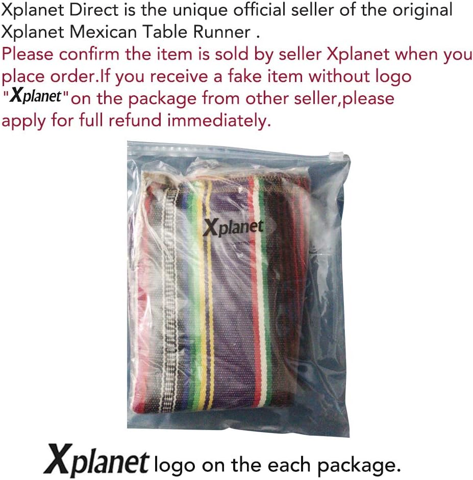 Xplanet Mexican Table Runner 14 x 84 inch Colorful Striped Mexican Serape Blanket Party Wedding Decorations Fringe Cotton Table Runner: Home & Kitchen