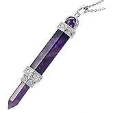 TUMBEELLUWA Stone Pendant Necklace Hexagonal Prism Point Healing Crystal Chakra Handmade Jewelry for Women