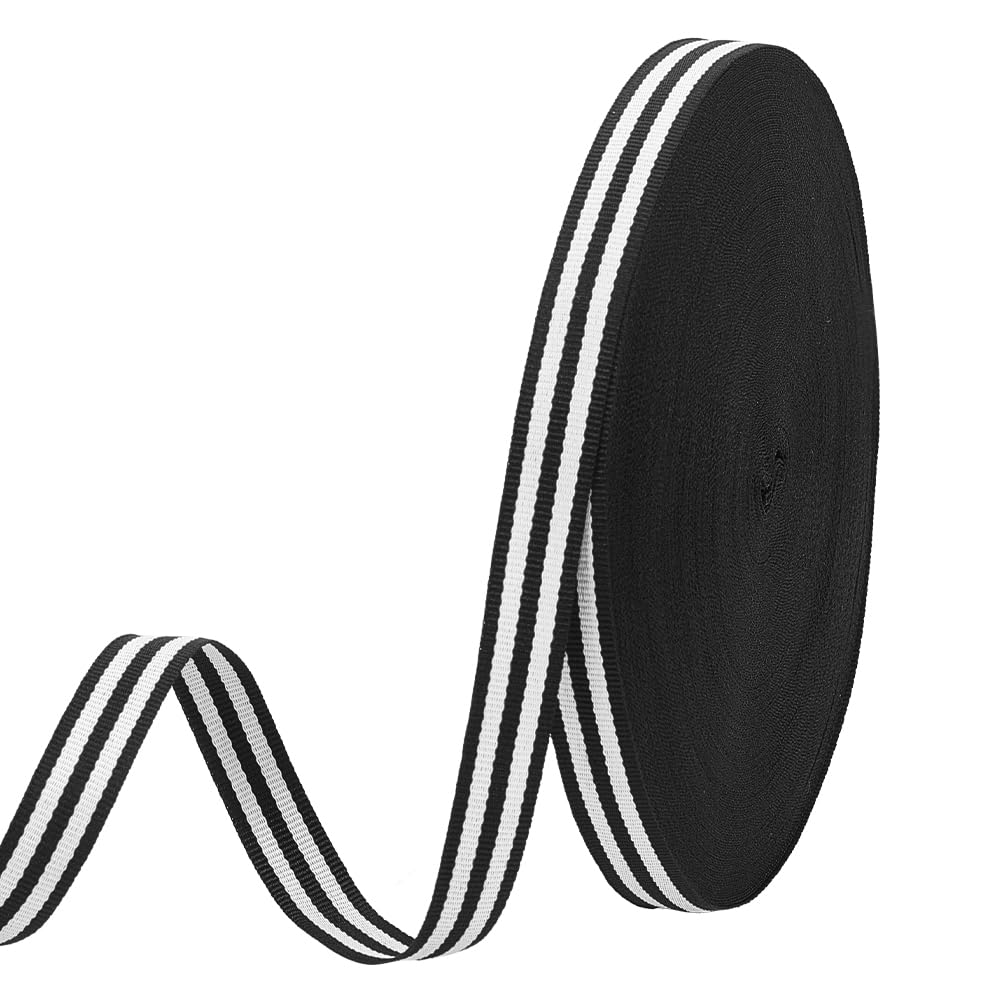 PH PandaHall 45.7m Black and White Striped Ribbon Classic Grosgrain Ribbon Christmas Fabric Ribbons 15mm Wide Gift Wrap Ribbons Craft Trim for Christmas Wedding Bows Party Decor DIY Craft