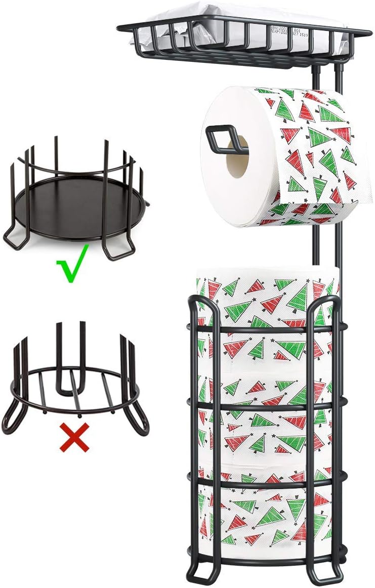 TreeLen Toilet Paper Holder Stand Upgrade Free Standing Bathroom Toilet