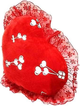 Kanthan Heart Shaped Laced Pillow for Gifting Loveones On This Valentine - 30cm (Red)