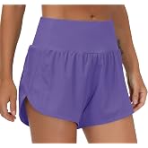 THE GYM PEOPLE Women's High Waisted Running Shorts Quick Dry Workout Shorts | High Waist, Slim Fitted, Built-in Mesh Lined, Back Zipper Pockets, Lightweight, Breathable, Side Slit