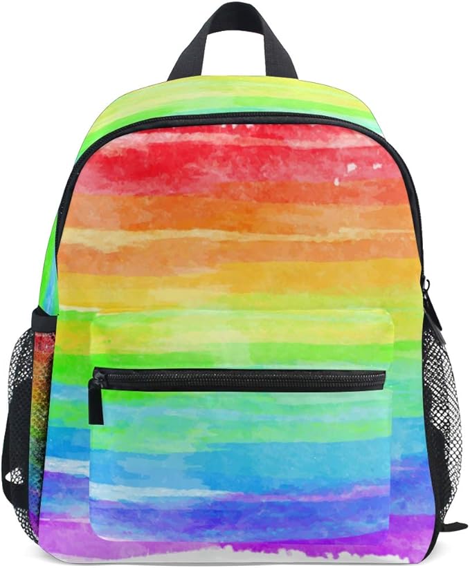 Watercolor Rainbow School Backpack Student Bags Kid Bookbag for