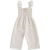 Toddler Baby Girl Summer Clothes Ruffle Sleeveless Smocked Romper One Piece Jumpsuit Suspender Pants Cute Outfit