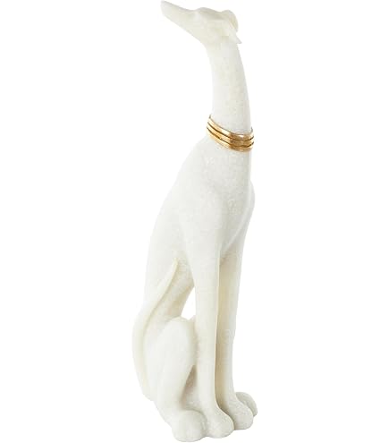 AB Tools Greyhound Whippet Cast Iron Statue – Antique Faded Gold Finish – Fireplace Ornament / Bookend