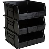 HE HUDSON EXCHANGE 11" x 11" x 5" (3 Pack) Plastic Stackable Storage Bin, Black