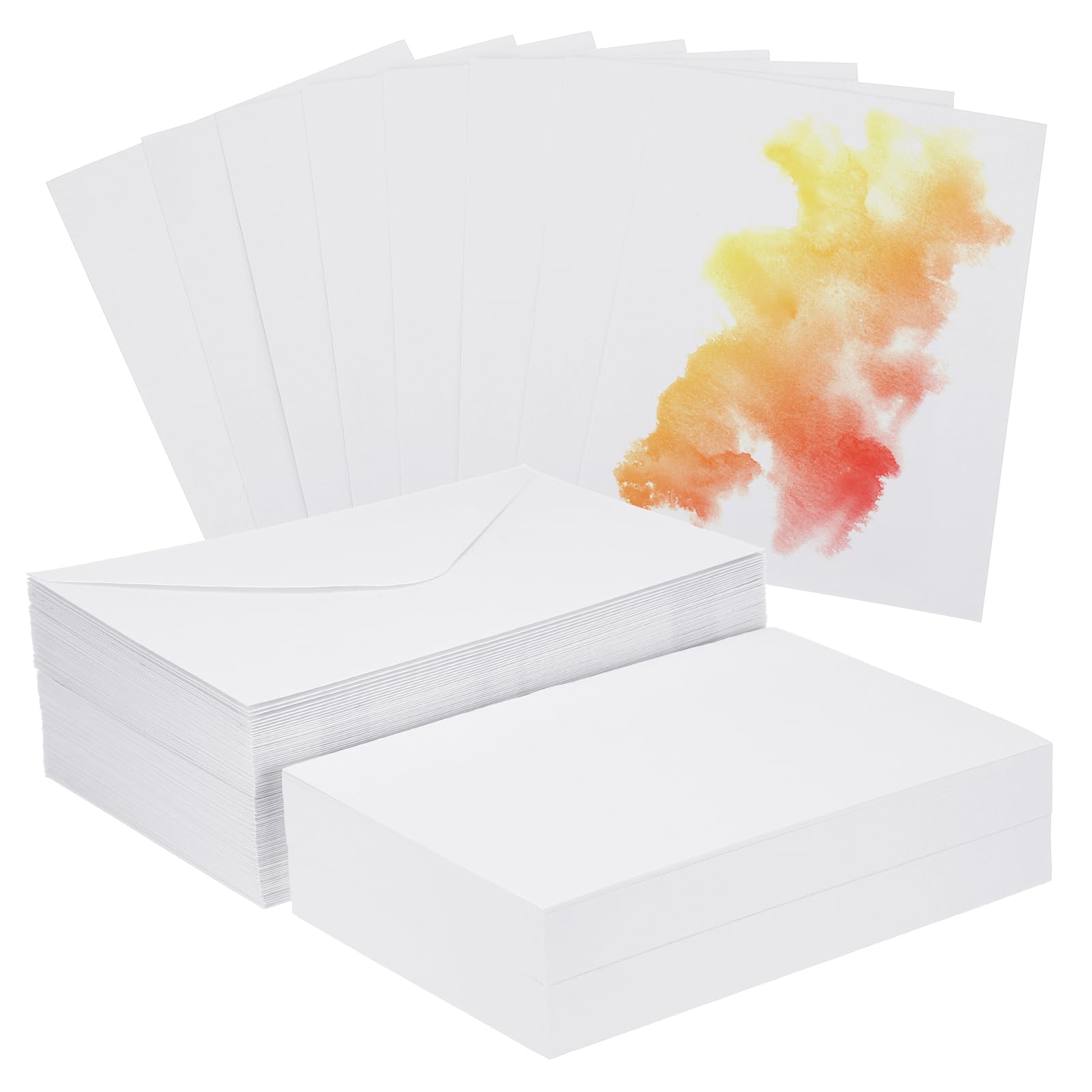 PATIKIL 50 Sets Pure Cotton Watercolor Cards 140lb/300 GSM Postcards with Envelopes for Art Painting Creative Thank Notes, 5x7 Inch