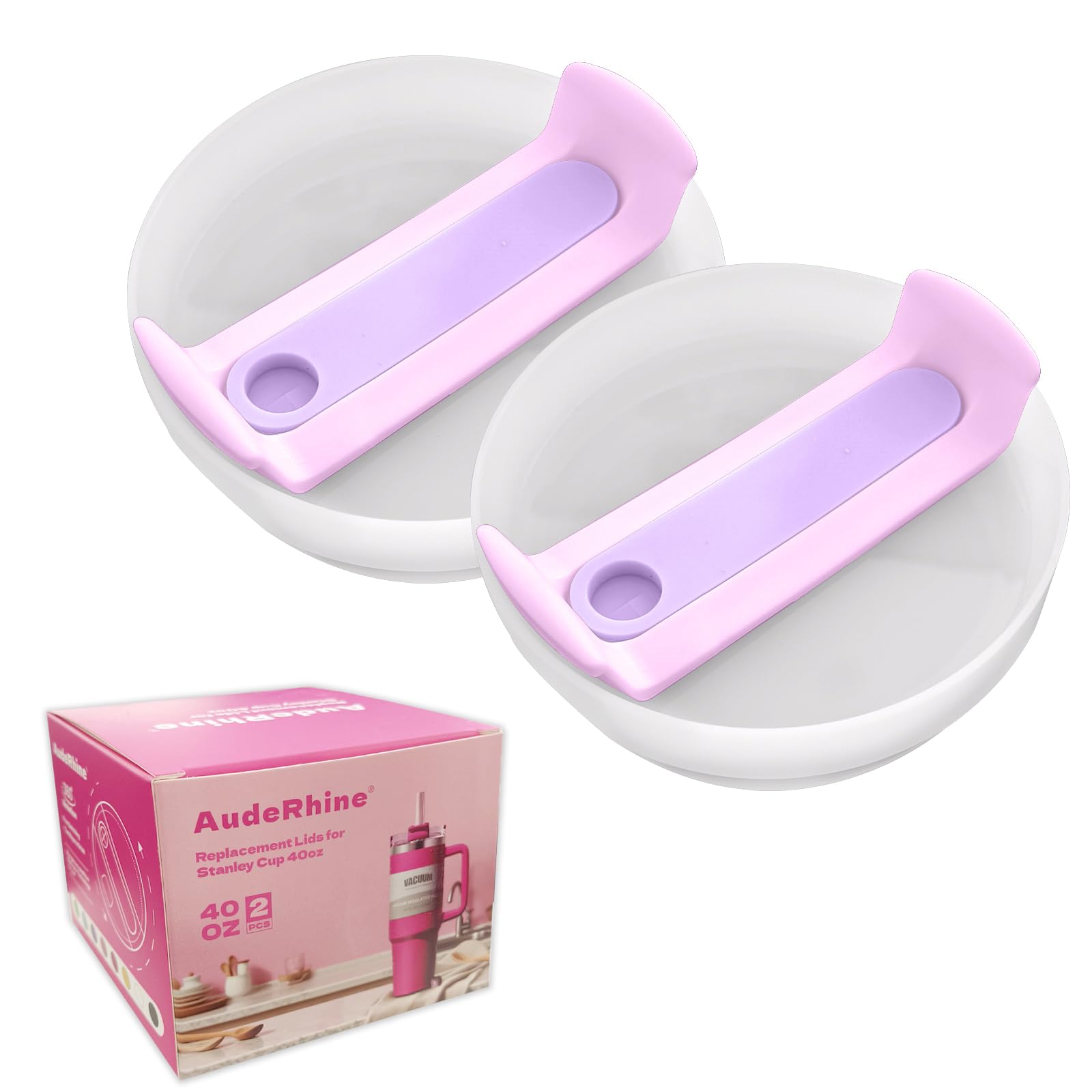 Photo 1 of 40 OZ Tumbler Lid Replacement for Stanley Quencher, 2 Pack Replacement Lids for Stanley Cup, Dustproof Spill Proof Splash Resistant Tumbler Top Covers for Stanley Cup Accessories