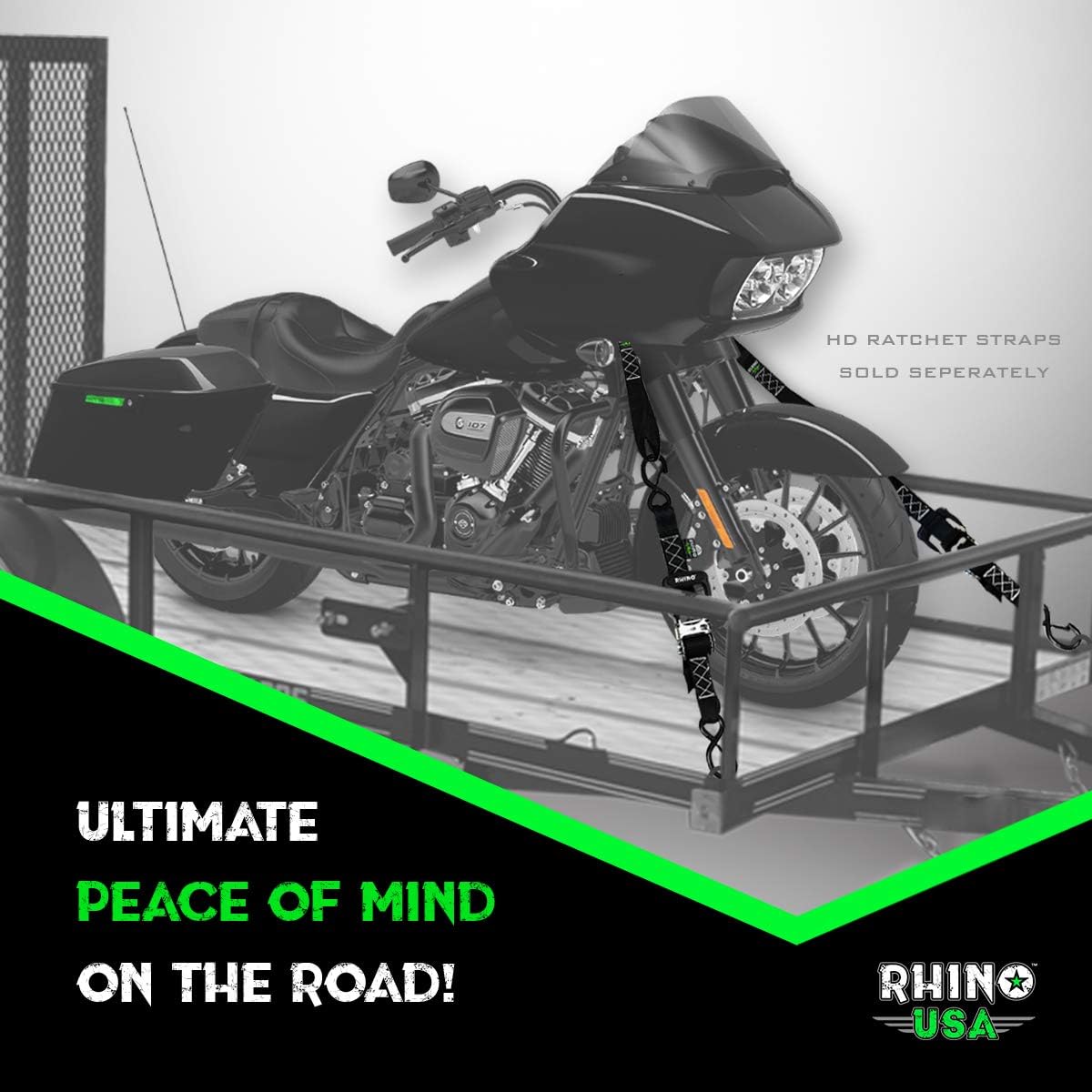 RHINO USA Soft Loops Motorcycle Tie Down Straps (4pk) - 10,427lb Max Break Strength 1.7” x 17” Heavy Duty Tie Downs for use with Ratchet Strap - Secure Trailering of Motorcycles, Kayak, Jeep, ATV, UTV: Automotive