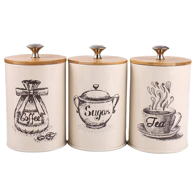 Buy Generic 3Pcs Retro Tea Coffee Sugar Canisters Jars Pots Tins