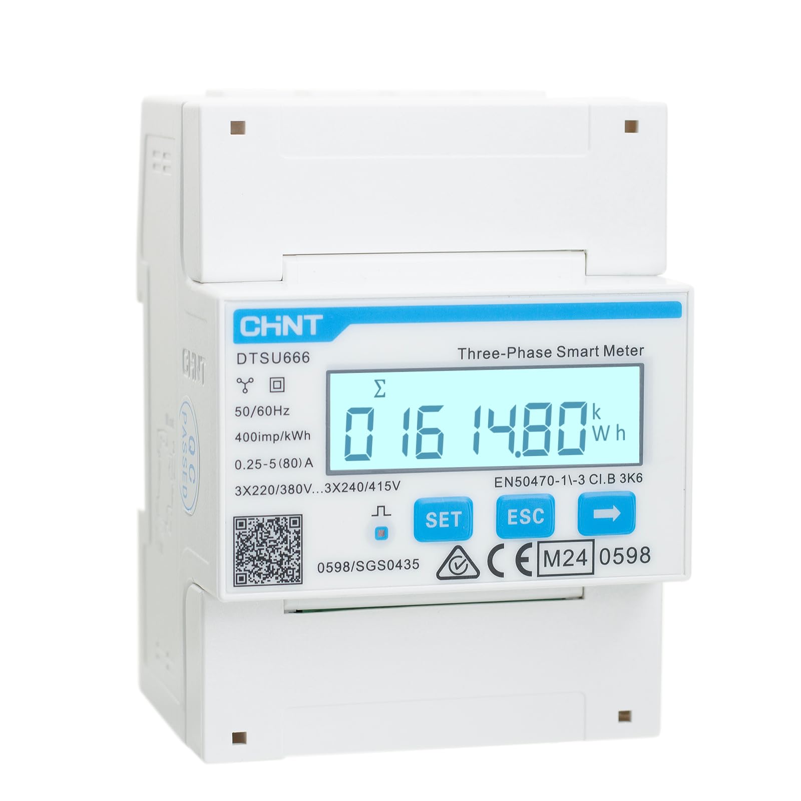 “CHINT DTSU666 Large LCD AC Meter DIN Rail Three Phase Electric Bill Solar System Charger for Electric Vehicles MID Certificate (DTSU666)