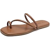Rihero Women's Slide Sandals Comfortable Square Toe Beach Slip On Strappy Thong Flat Sandals