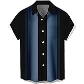 Men's Short Sleeve Button Up Hawaiian Shirt 1950s Vintage Bowling Shirts