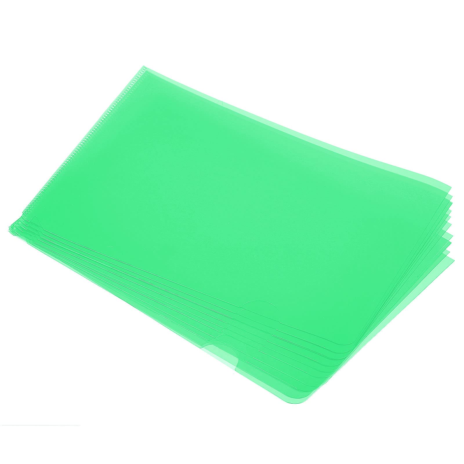 PATIKIL L Type Folders 12 Pack 8.9 x 6.3 inches A5 Plastic Clear Document Folder File Jacket Sleeves Project Pockets, Green — image 1