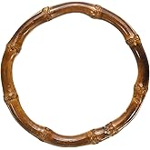 uxcell Bamboo Purse Handle, 5 Inch Round Handmade Rings Holders, Decorative Replacement Handle for Tote Bag, DIY Beach Summer Bag, Handbag Making Decorations, (Dark Brown)
