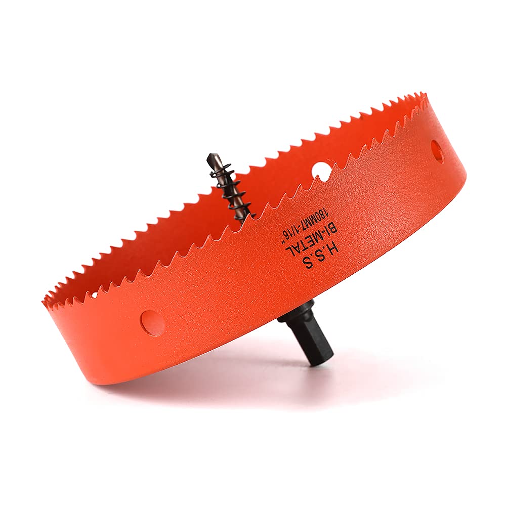 Dribotway 180mm 7-3/32'' Hole Saw, Bi-Metal Hole Saw Drill Bit High Speed Steel, Cutting Circular Holes, for Wood and Metal, Can Easily Drill Wood, Plastic, Plywood, Thin Metal