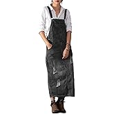 loveimgs Women Distressed Denim Overall Dress Bib Long Jean Jumper Ripped Adjustable Straps Patchwork Pinafore Dress