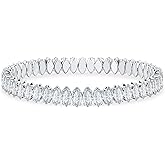 AiliFe Cuff Tennis Bracelet for Women: Crystal Adjustable Cubic Zirconia Silver Bangle - 14K Gold Plated Red Rhinestone Bracelets for Party Favors Bride Wedding Jewerly