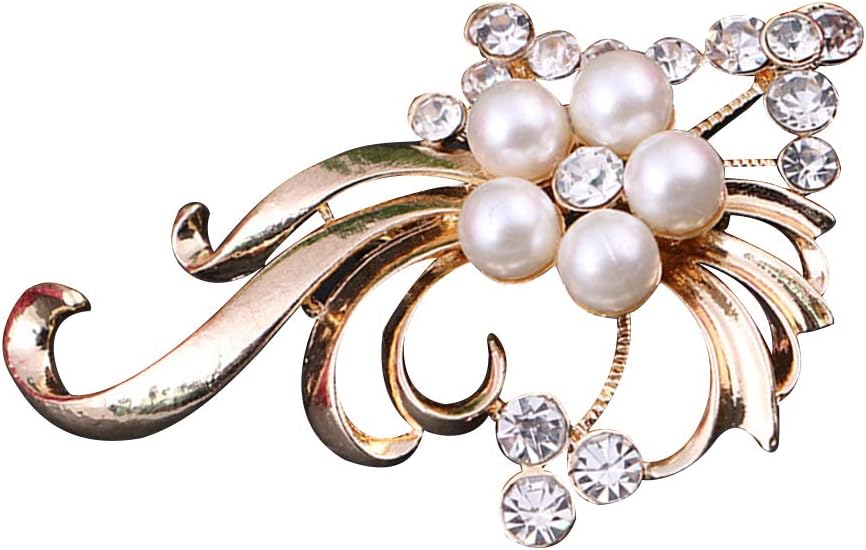 Elegant Wedding Party Women Peacock Faux Pearl Rhinestone Inlaid Elegance Brooch Pin for Girls Students - Golden