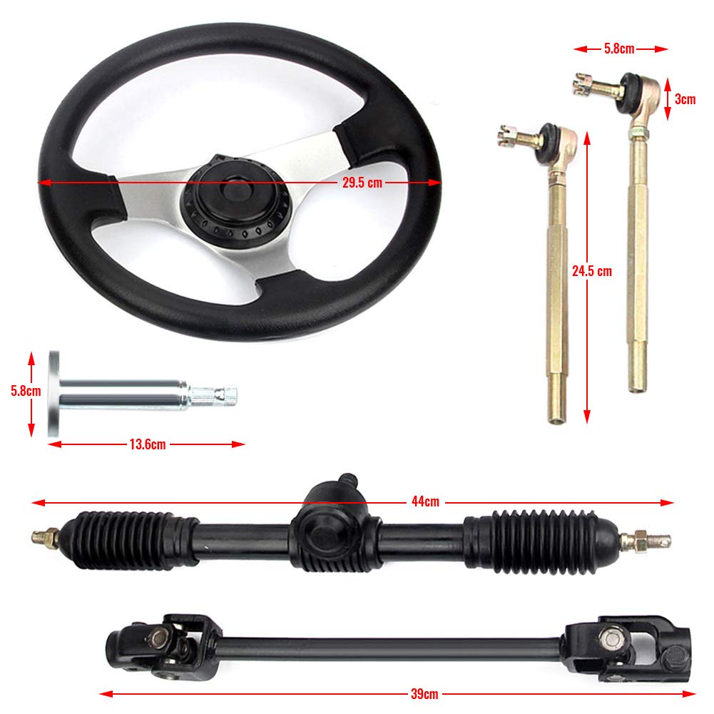 Go Kart Steering System Niome 110cc Go Kart 300mm Steering Wheel 320mm Assembly Full Steel Gear
