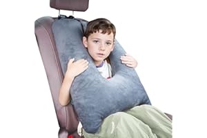 1 MIDDLE ONE Car Pillow for Kids, Memory Foam Travel Pillow for Car and Adults, Kid Travel Pillow for Sleeping on Road Trip, Small Body Pillow for Kids (Grey)