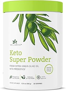 WellGrove Keto Super Powder | Zero Net Carbs, Prebiotic Fiber, Boost Energy and Mental Performance, Ketogenic Diet, Vegan, Paleo, Mix in Coffee, Shakes, Smoothies, Natural Unflavored, 30 Servings