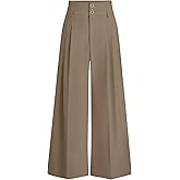 PRETTYGARDEN Womens Spring Wide Leg Palazzo Pants 2026 Trendy Loose Button High Waist Pleated Work Business Casual Trousers