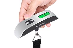 Suitcase Weighing Device, Portable Digital Hanging Baggage Gauge for Travel, Luggage Weight Tester Featuring Rubber Paint, 50