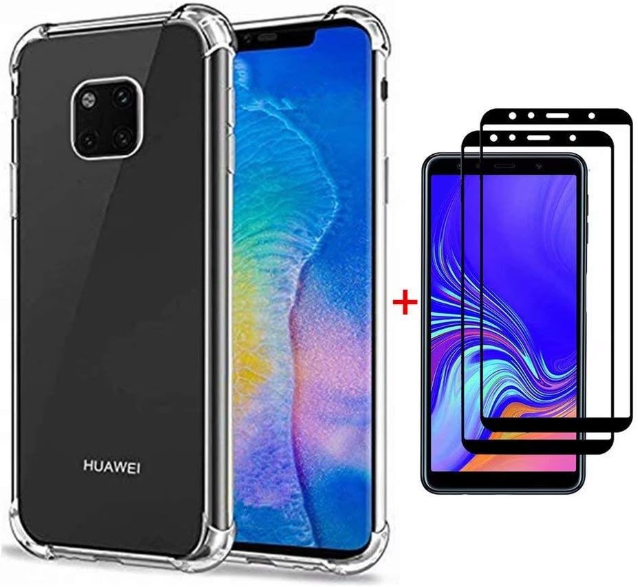 Ttimao Compatible with Huawei Mate 20 X Case Flexible Clear TPU Silicone Air Cushion Design Drop Protection Ultra Thin Anti Scratch Protective Cover+2*Tempered Glass Screen Protector
