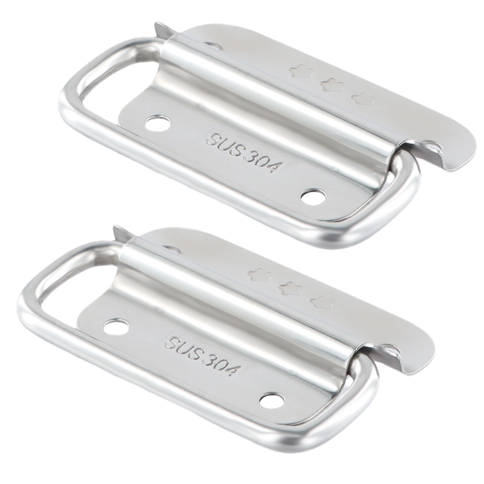 volumoon 2Pcs Metal Folding Handle, Chest Box Handles, Stainless Steel Pull Handle, Luggage Hardware Box Handle, for Storage Boxes Toolbox Replacement, Silver