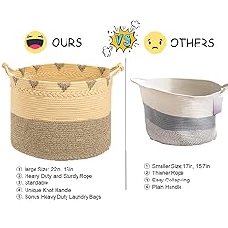 TerriTrophy XXXXLarge Cotton Rope Blanket Basket